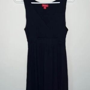 Elle Black Sleeveless V-Neck Midi Dress with Gathered Waist